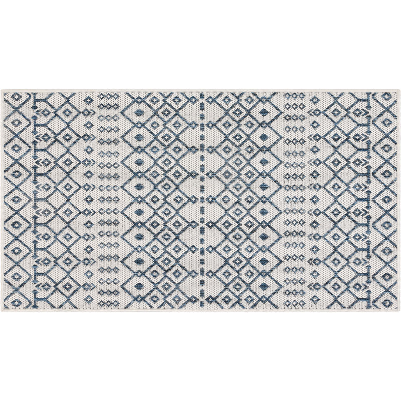 Tapis intérieur / extérieur bleu clair Marshanna, Rectangle 3 pi x 3 pi 11 po