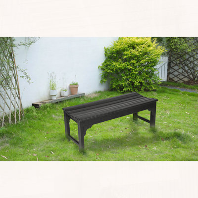 Backless HDPE Adirondack Bench with Wood Texture, Black