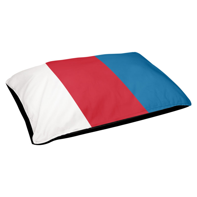 Coussin d'extérieur pour chien Mississippi Rebellion, Très grand (l 50 po x P 40 po x H 7 po), Blanc / rouge / bleu poudre