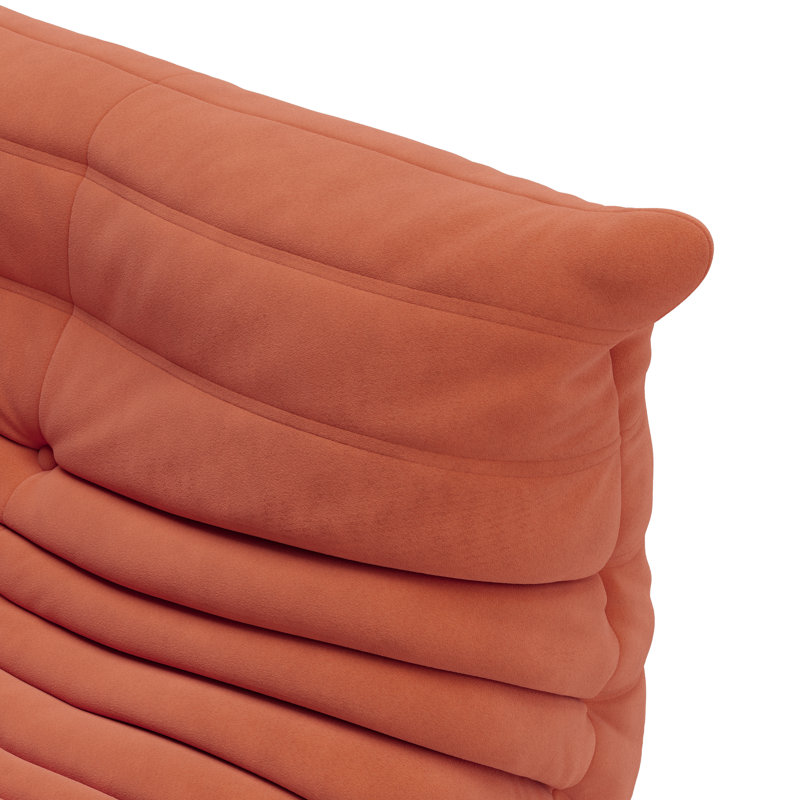 Danial Foam Armless Bean Bag Lounger, Tangerine Red Microfiber/Microsuede