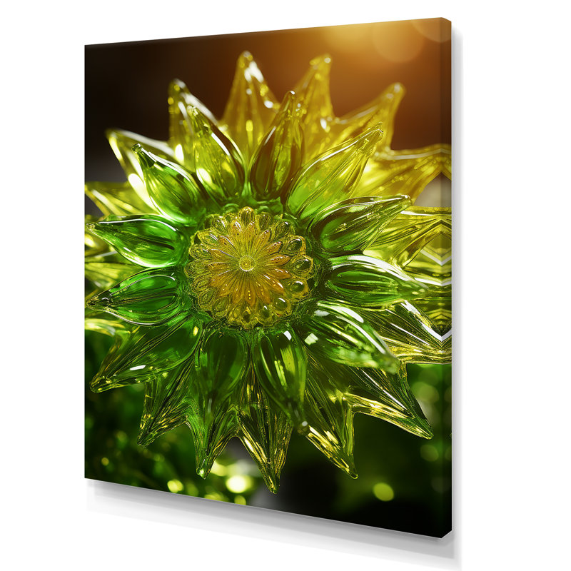 Abstrait art mural, art géométrique vert pomme - Fractal vert pomme Fréquence I, Toile tendue, H 40 po x l 30 po x P 1,5 po