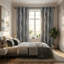 Grey Wave Line Blackout Curtains - Thermal Insulated Eyelet Panels for Bedroom