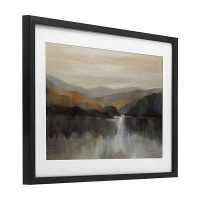 Autumn Glow Mountain Abstract Framed Print Under Glass, design by Silvia Vassileva