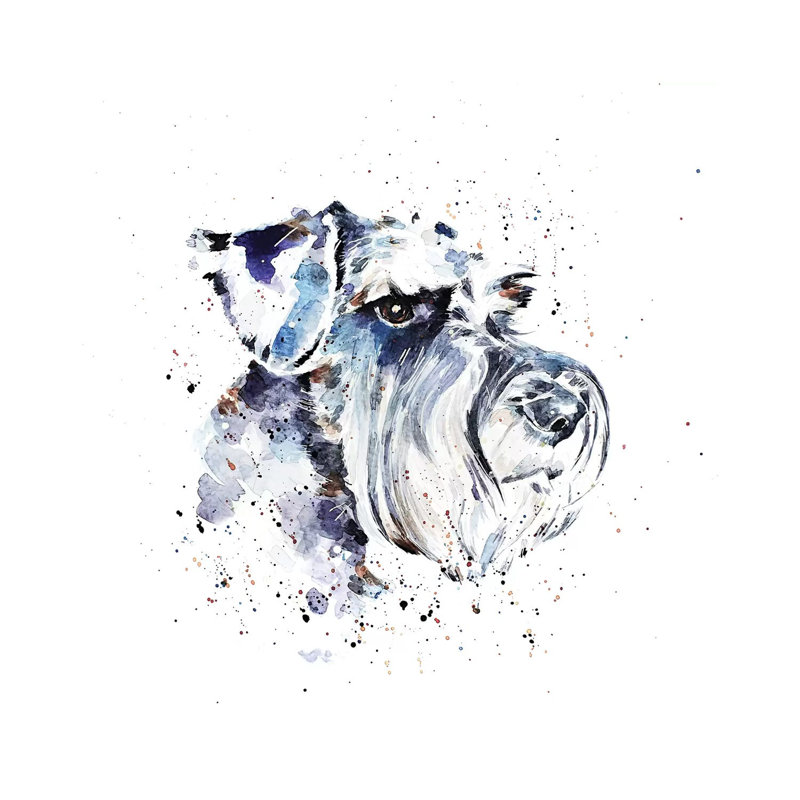 Schnauzer II par EdsWatercolours - impression, H 12 po x l 12 po x P 0,75 po, Toile tendue, Pas de tapis