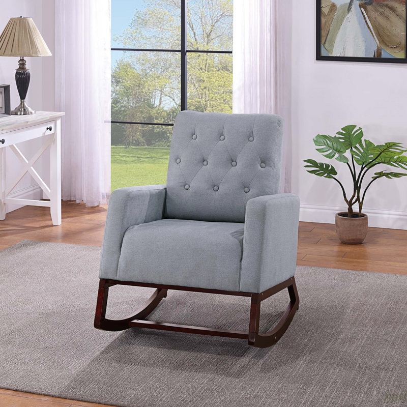 Chaise berçante rembourrée Elegant, Gris acier