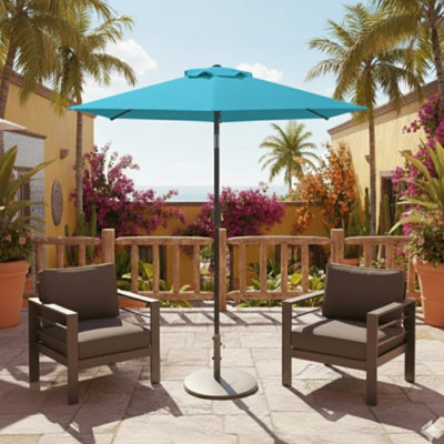 Parasol de marché bleu 7,5 pi avec évent, système de levage à manivelle pour abat-jour extérieur 7,5 - 45 pieds inclinables et rassemblements familiaux idéaux