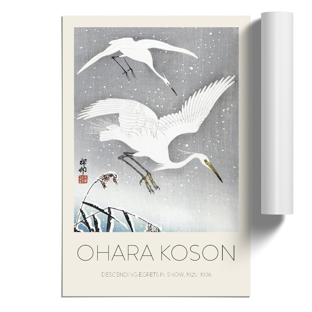 Descending Egrets Print by Ohara Koson - Frameless Print