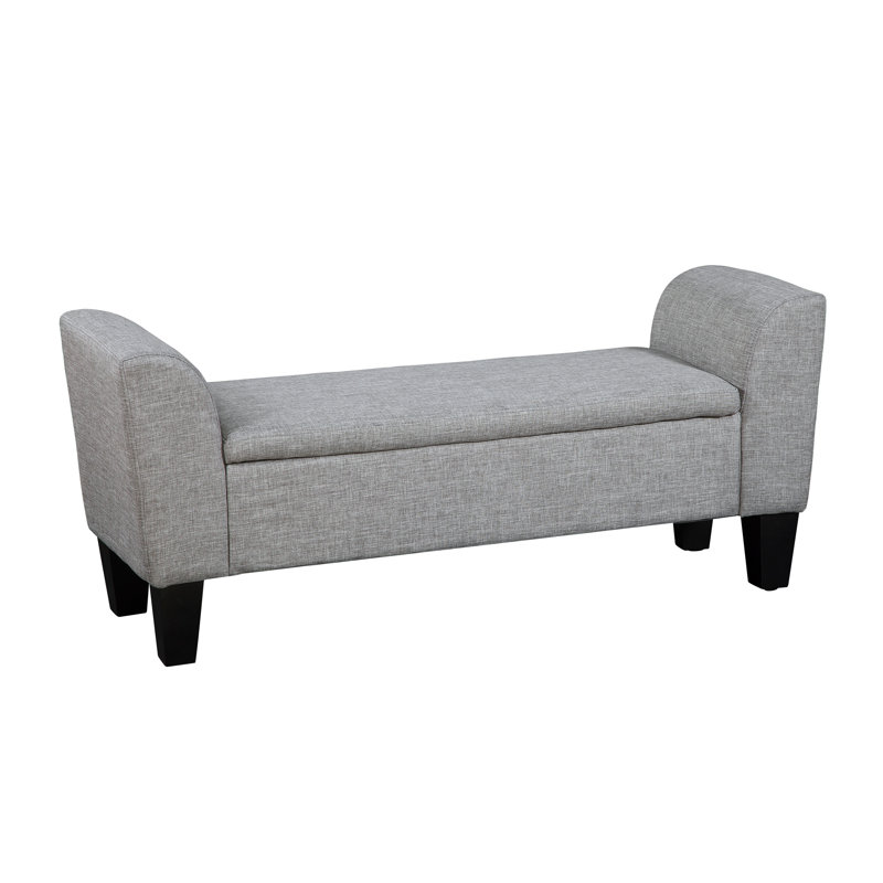Claire Upholstered Flip Top Storage Bench with Arms, Oscar Sterling Gray