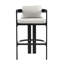 Chaise de bar d'extérieur en aluminium Pula, chaise de bar, structure noire avec coussin gris, ensemble de 4, chaise