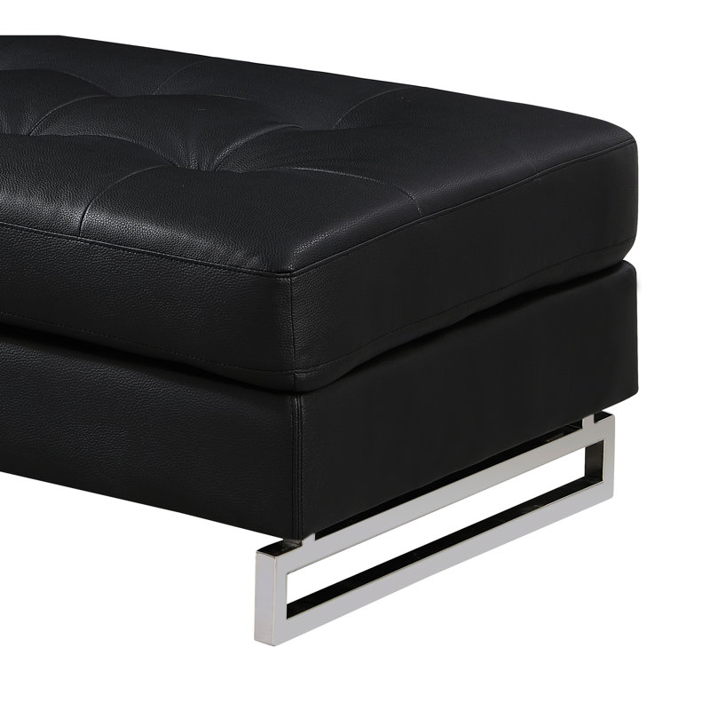 Black Oversized Leather With Solid Wood And Legs Element Option Stool Build