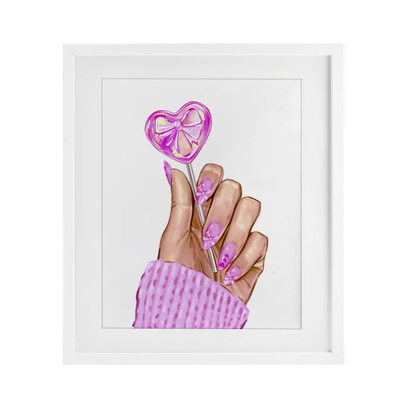 Reproduction encadrée sous verre rose, sous-verre, par Ziwei Li, H 16 po x l 13 po, Cadre blanc côtier