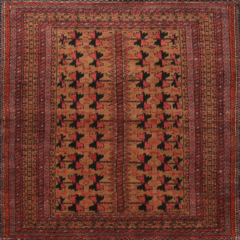 Tapis brun Southwestern, Carré 8 pi