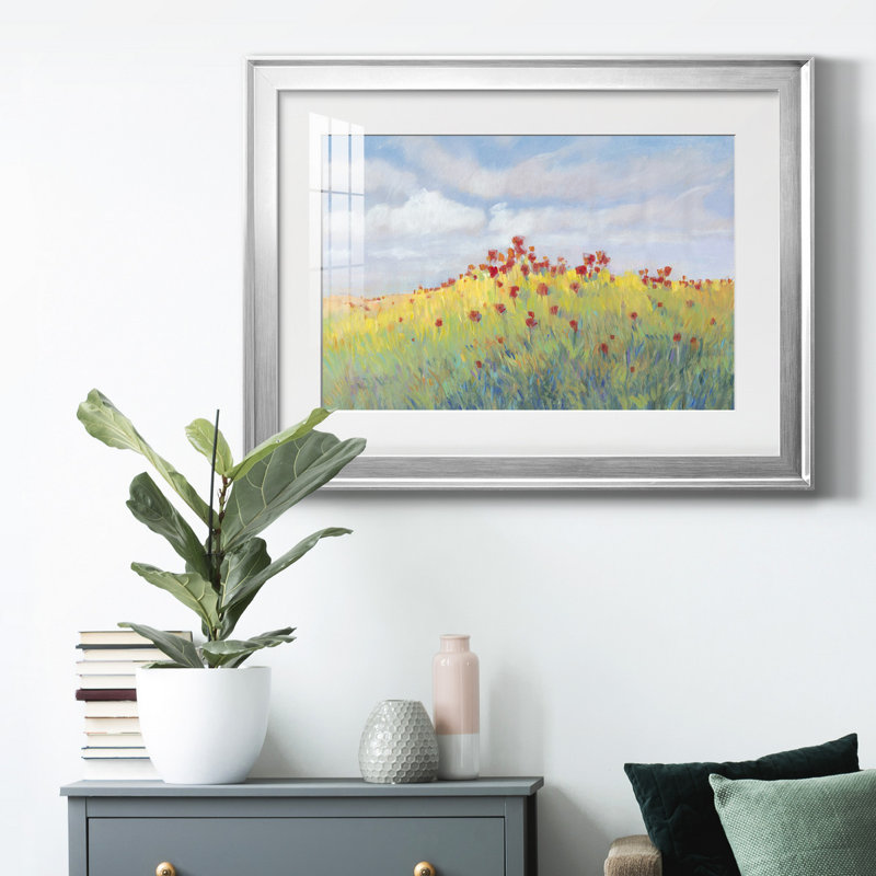 Summer Breeze Meadow II - peinture encadrée, H 18,5 po x l 24,5 po x P 1 po, Argent, Blanc