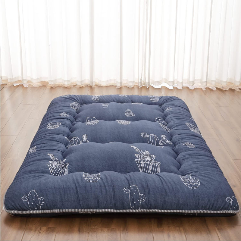 Japanese Floor Mattress, Japanese Futon Mattress With Washable Cover, Tatami Mattress Floor Mattress Foldable, Easy To Store And Portable For Camping,(Blue Cactus)