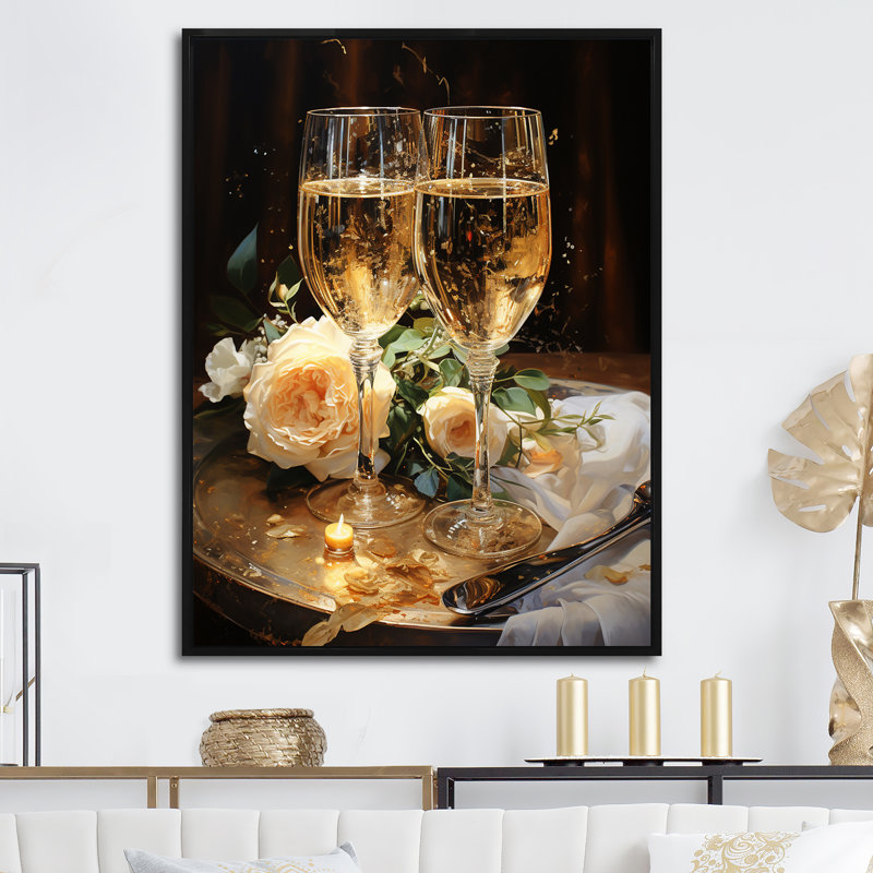 Célébration sur toile, "Sparkling Celebration I", Cadre flottant noir, H 32 po x l 16 po x P 1 po