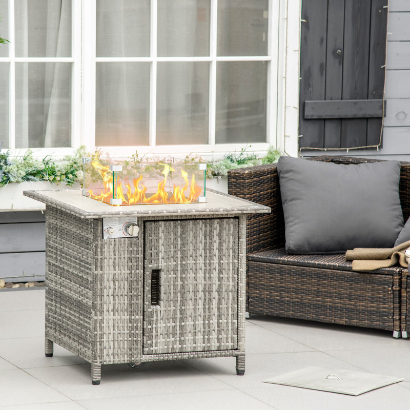 Abbigael Square Steel Propane Fire Pit Table