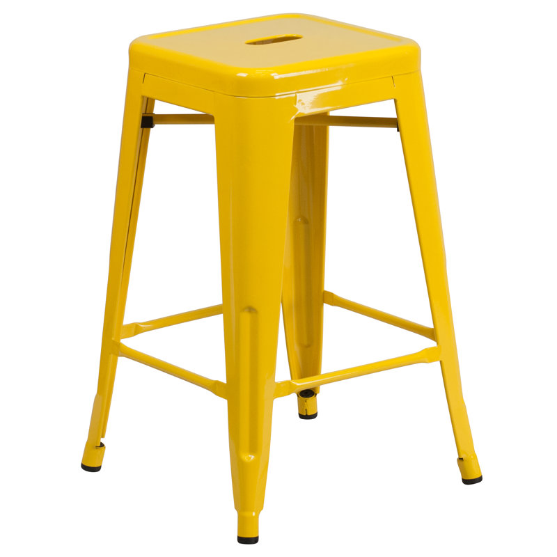 Tabouret Nieva, Jaune, Tabouret de comptoir (siège d’une hauteur de 24, 4