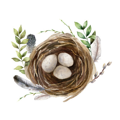 Nest With Eggs - Wrapped Canvas Painting