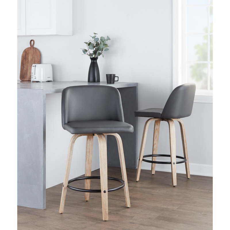 Swivel Upholstered Counter Stool, Gray