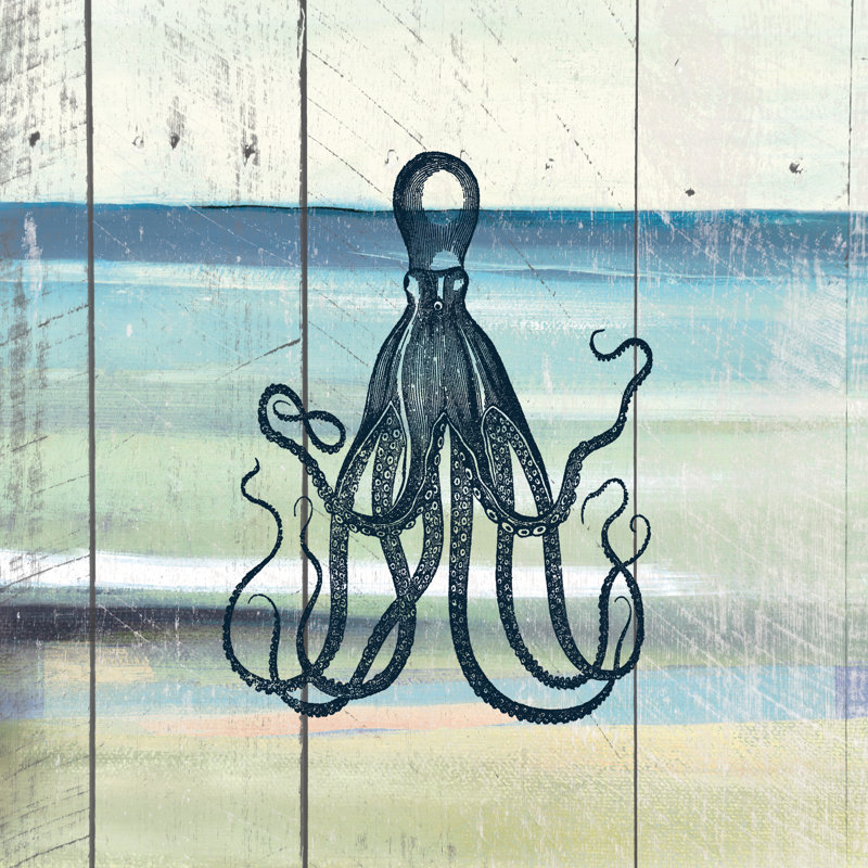 Wooden Octopusl - Wrapped Canvas Print, 30cm H x 30cm W x 3.8cm D