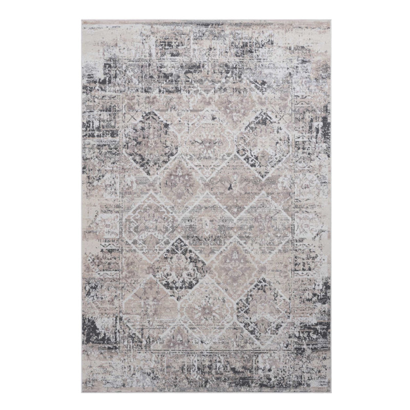 Collection 6X9 Cream/Anthracite /Traditional Non-Shedding Living Room Bedroom Dining Home Office Stylish And Stain Resistant Area Rug