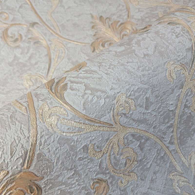 Papier peint Harper-Rose, Gris / Or