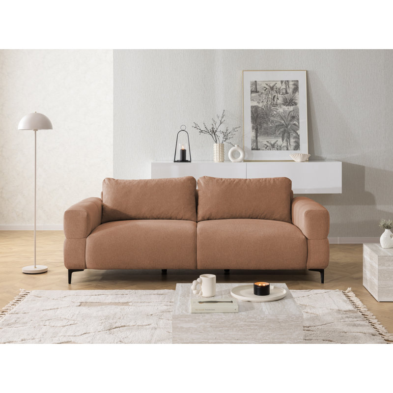 3-seater Sofa Cardea With optic In Soft Textured Fabric And High Seating Comfort, Red