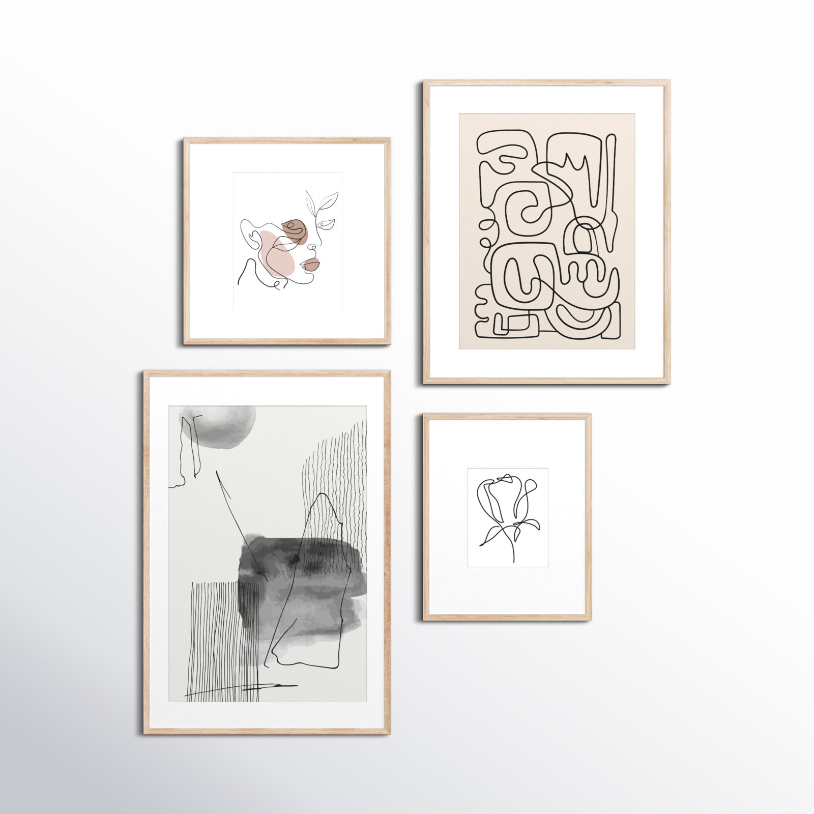 Capullo Wood Picture Frame - Set of 4 with Mat, Brown