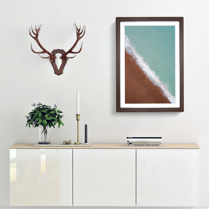 View of Brighton Beach in Abstract - Picture Frame Graphic Art Print, Walnut, 50cm H x 35cm W x 2cm D