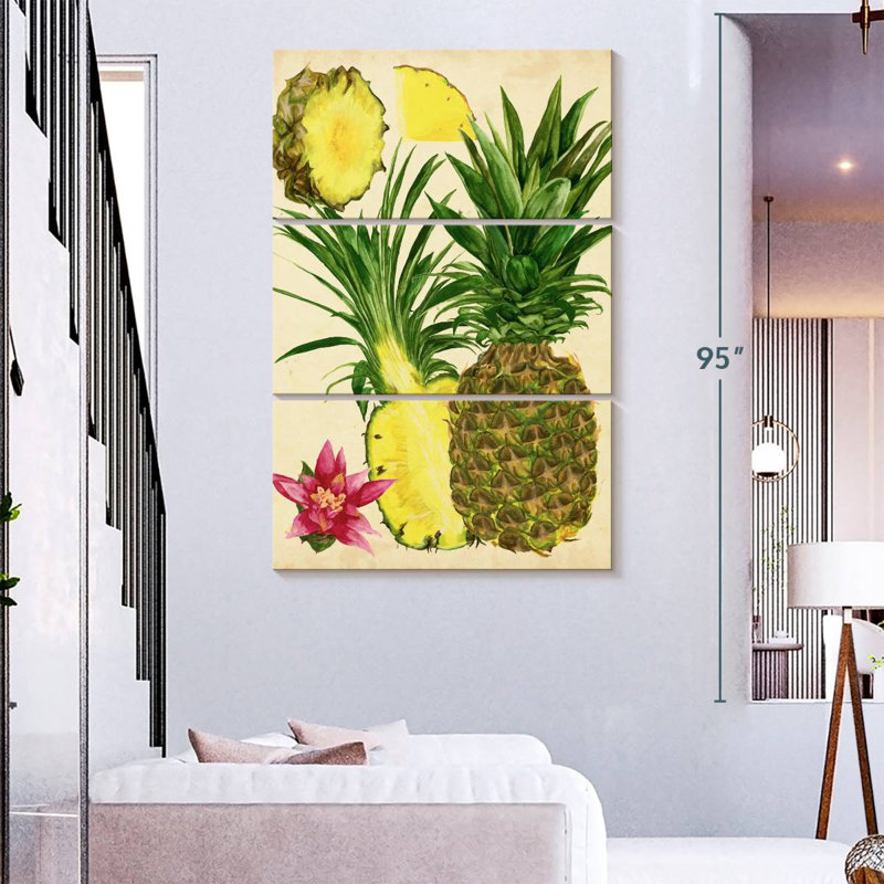 Étude d'ananas tropicaux Yarlin I, H 74 po x l 48 po