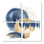 «Dark Blue & Gold Abstract Circle Ocean», ensemble d'art moderne sur toile 4 pièces