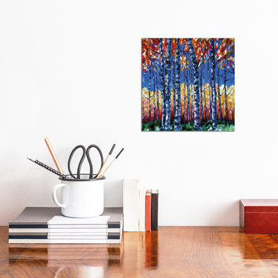 Aspen Trees Autumn Canopy by OLena Art - Wrapped Canvas Painting