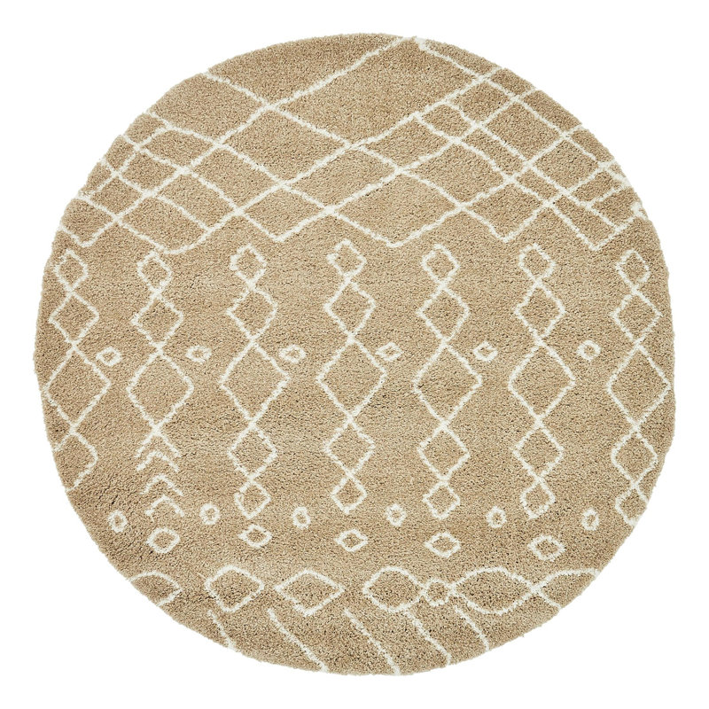 Pickering Geometric Indoor Rug, Round 7'10", Camel/Ivory