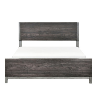 Grand lit pour chambre à coucher, sophistication moderne, gris brunâtre et argent antique