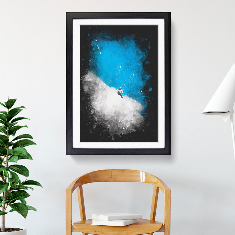 Skiing Vol.1 Paint - Single Picture Frame Print on MDF, Black Framed, 36cm H x 27cm W x 2cm D