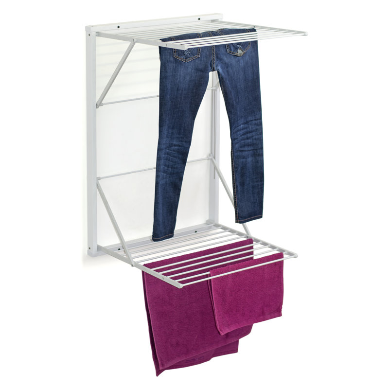WALL CLOTHESLINE Wood Foldable Wall-Mounted Drying Rack, White