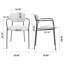 Ensemble de 2 chaises de salle à manger en tissu tissé délavé beige avec accoudoirs et pieds en fer Bernard