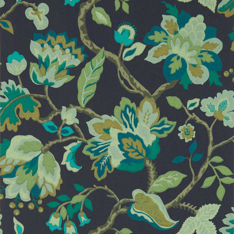Amanpuri Wallpaper, Midnight/Eucalyptus