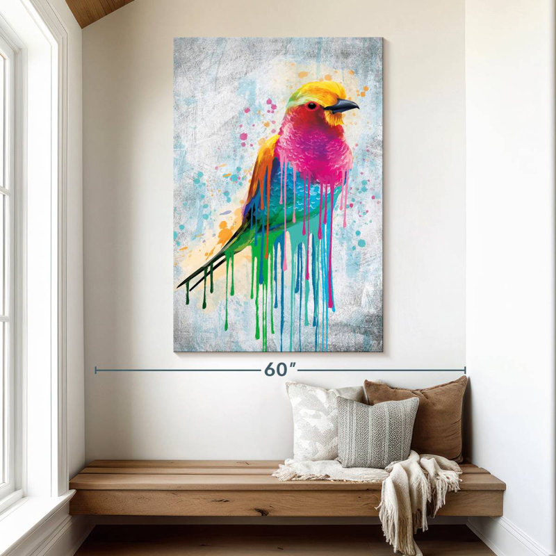 Brampt Lilac-Breasted Roller Paint Drip, 51" H x 34" W
