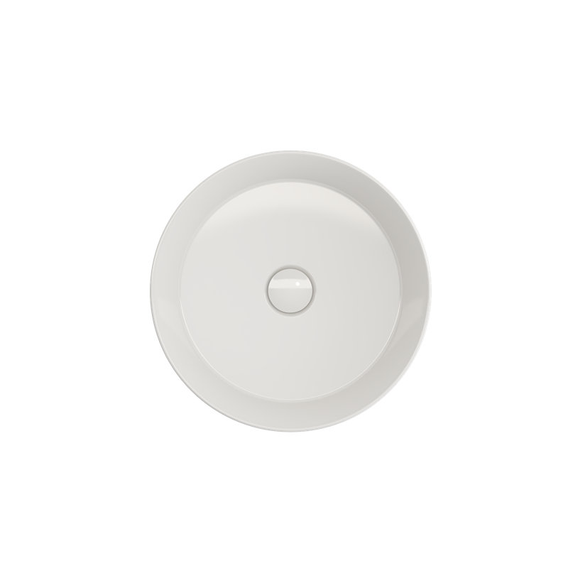 Sottile Slim Line Round Countertop Bowl - 38cm Without Tap Hole in Gloss White