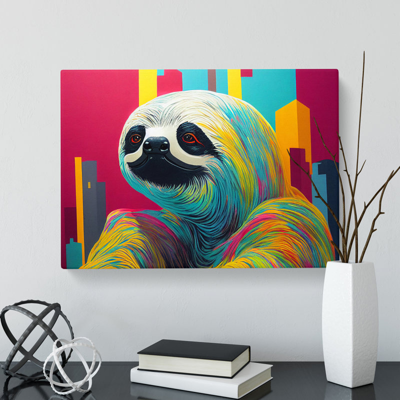 Painted Sloth Abstract - Wrapped Canvas, 35cm H x 50cm W x 3cm D