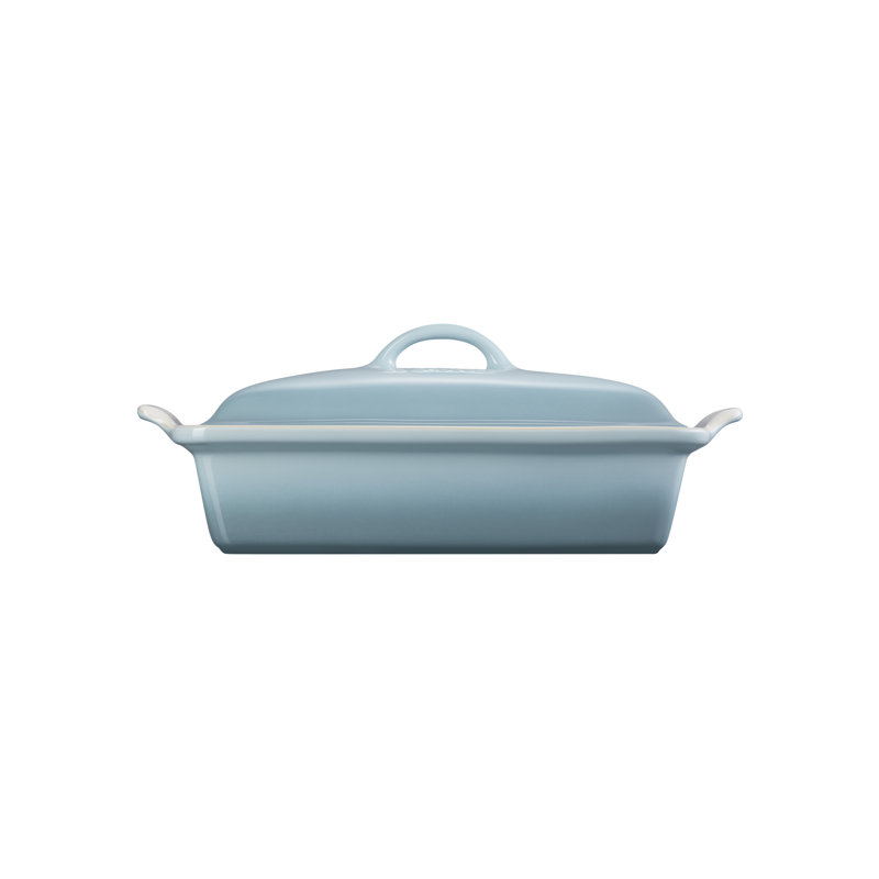 White Stoneware Non-Stick Rectangular Casserole with Lid
