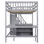 Lit mezzanine avec bureau intégré en forme de L, tablettes de rangement à trois niveaux et escalier de rangement attaché pour une utilisation et une fonctionnalité accrues de l'espace-2078453465