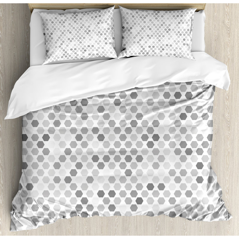 Zig Zag Hexagon Modern & Contemporary Polyester Geometric Shapes Duvet Cover, King