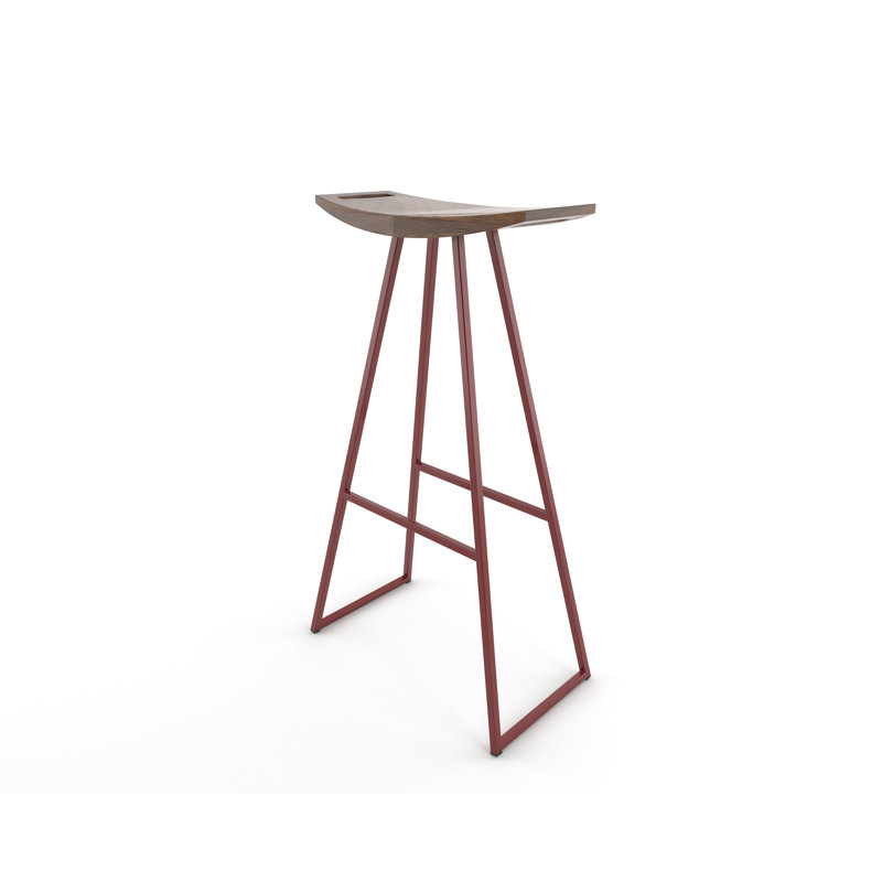 Robert Counter Stool with Metal Frame, Walnut, Bar Stool (30" Seat Height), Blood Red