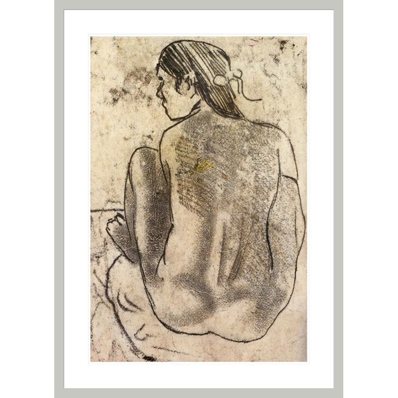 «Tahitian Nude Sired from the Back» par Paul Gauguin, impression giclée encadrée, H 41,5 po x l 30,09 po