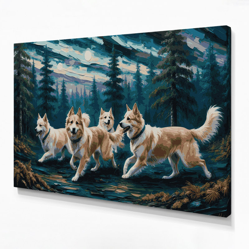 Chiens, "Buhund" gris sur toile, art mural, H 8 po x l 10 po