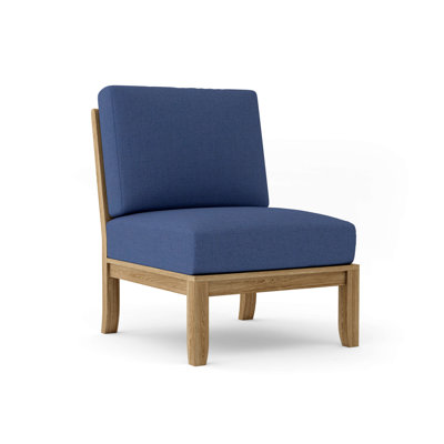 Chaise de patio en teck Dustin avec coussins Sunbrella