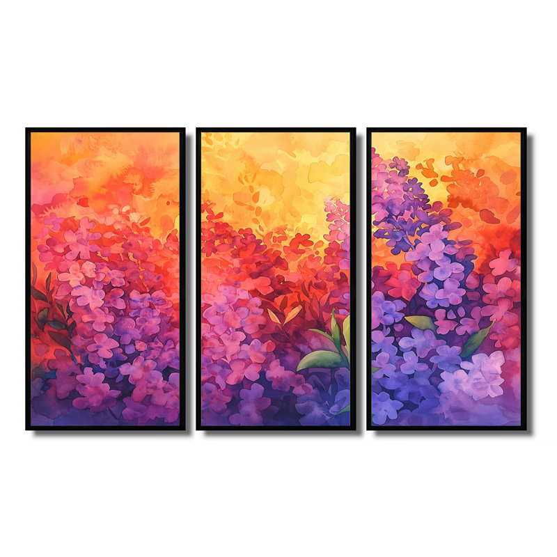 Coucher de soleil lilas mauve dans les jardins botaniques - ensemble de décorations lilas, H 28 po x l 36 po, Noir
