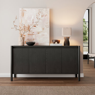 59” W Sideboard Buffet Cabinet, Credenza Storage Cabinet With 4 Doors And Adjustable Shelves For Dining Room, Living Room